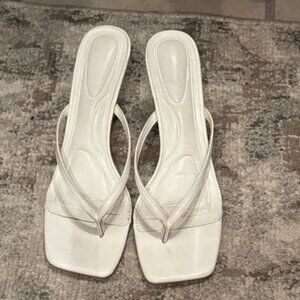White Thong Heeled Sandals